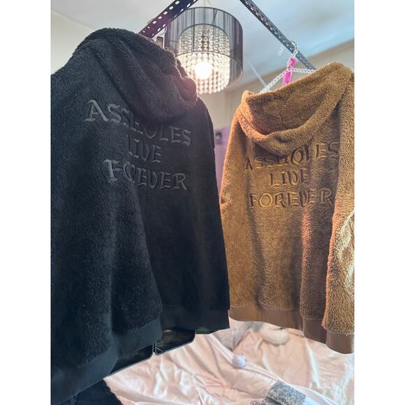 Bundle of 2 assholes live forever fleece teddy sherpa pullover hoodie sweatshir - Picture 3 of 13